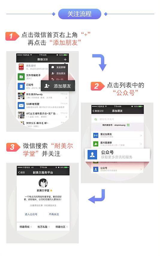 关注微信公众号:耐美尔学堂!让你更性福!