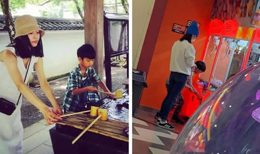 陈羽凡带儿子出游：一旁神秘白衣女子身份引关注