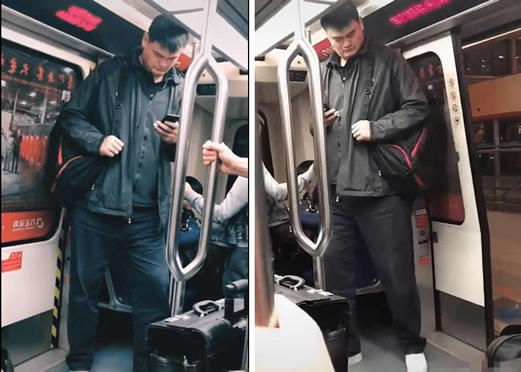 姚明坐地铁顶车顶怎么回事:照片曝光网友称很可爱呀